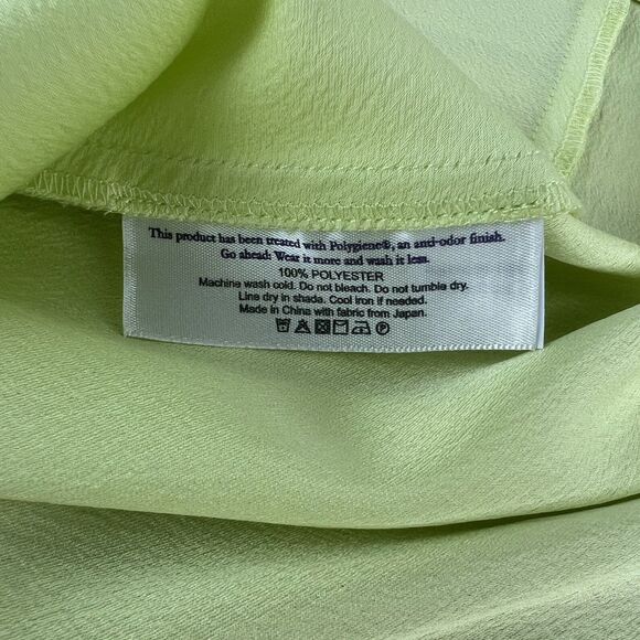 MM. LAFLEUR Blouse XL Crepe Tunic Drape Cowl Neck Long Sleeve Back Keyhole Lime - Picture 6 of 7